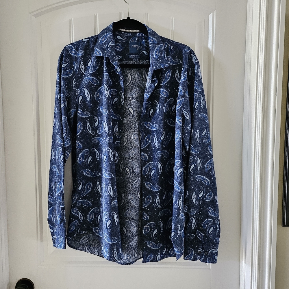 Essex Crossing Stretch fabric no-iron paisley print dress shirt